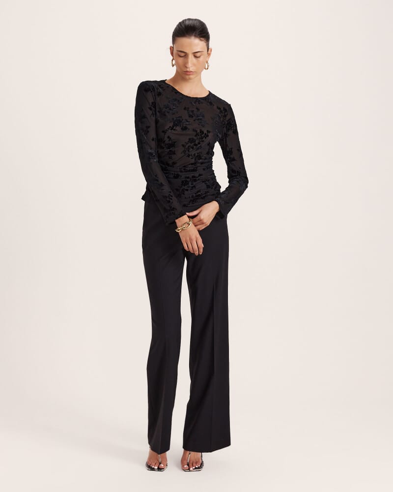 Bowie Burnout Long Sleeve Top in BLACK