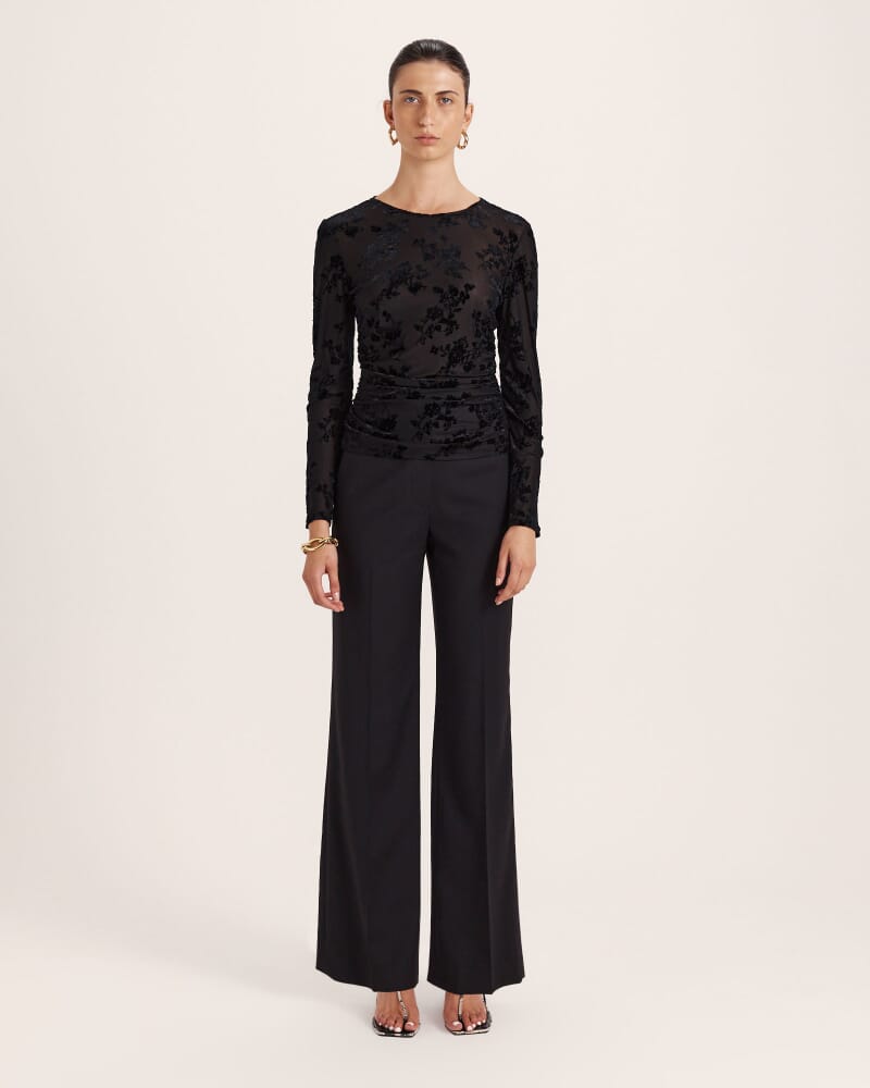 Bowie Burnout Long Sleeve Top in BLACK