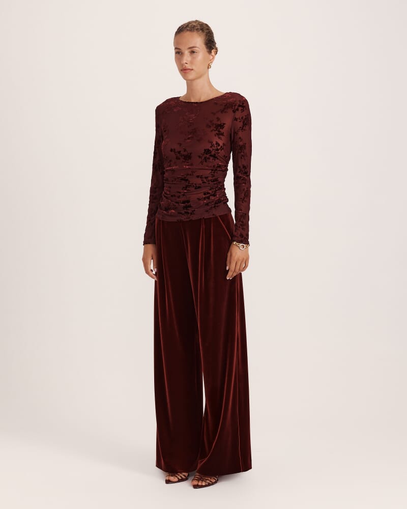 Bowie Burnout Long Sleeve Top in GARNET