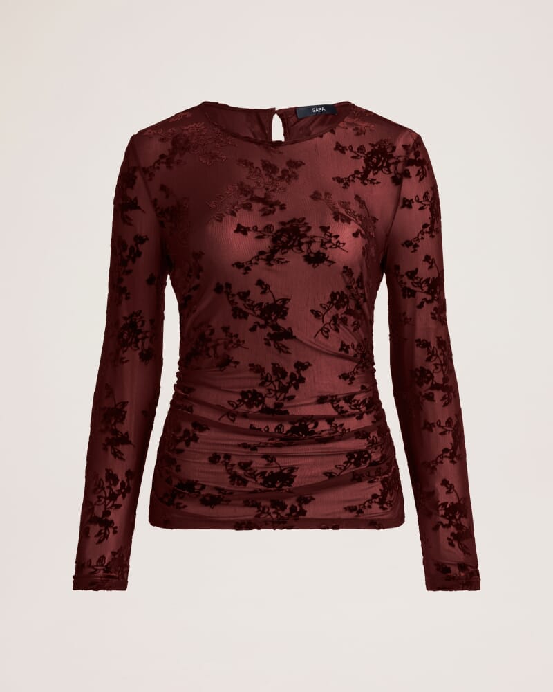 Bowie Burnout Long Sleeve Top in GARNET