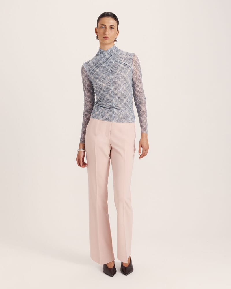 Astrid Check Mesh Long Sleeve Top in MULTI