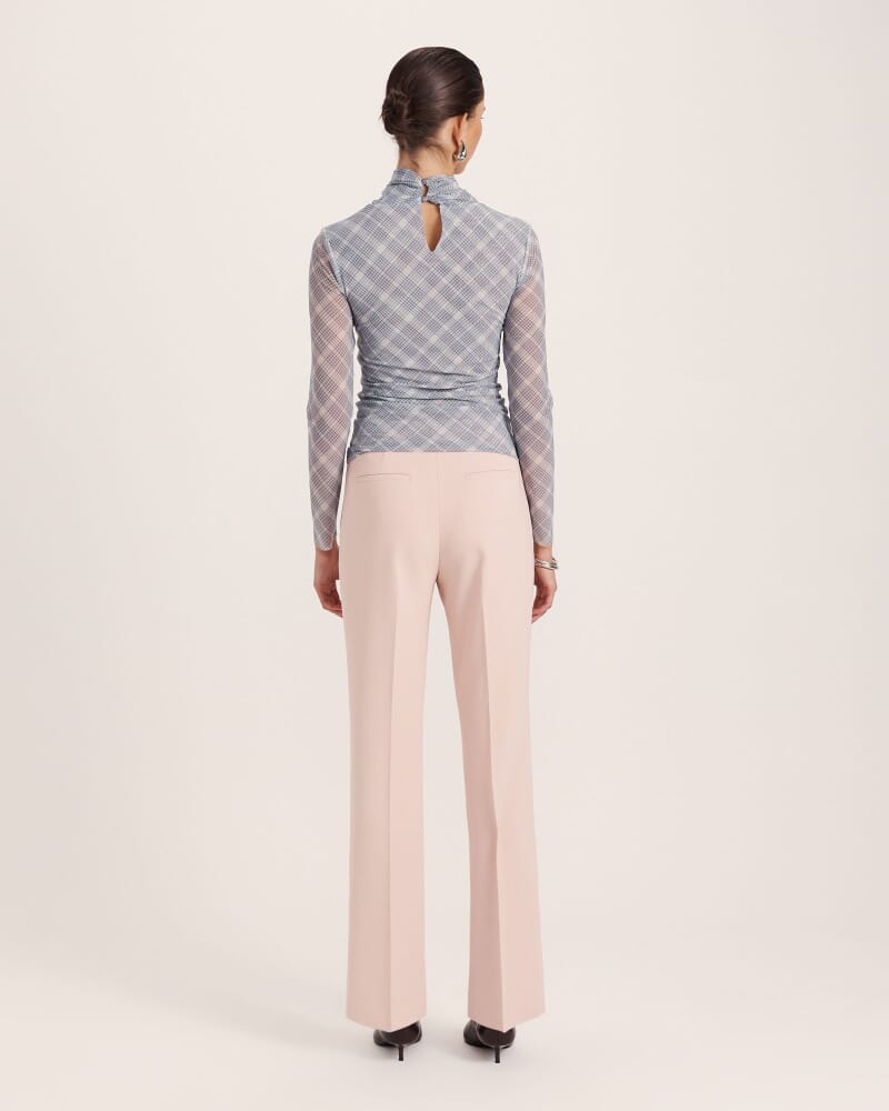 Astrid Check Mesh Long Sleeve Top in MULTI