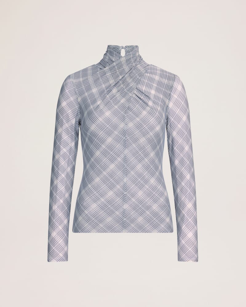 Astrid Check Mesh Long Sleeve Top in MULTI