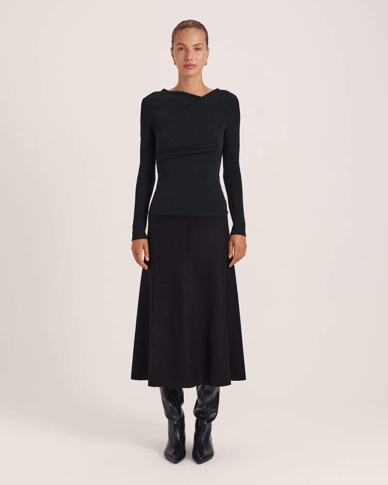 Birdie Sparkle Long Sleeve Top in BLACK