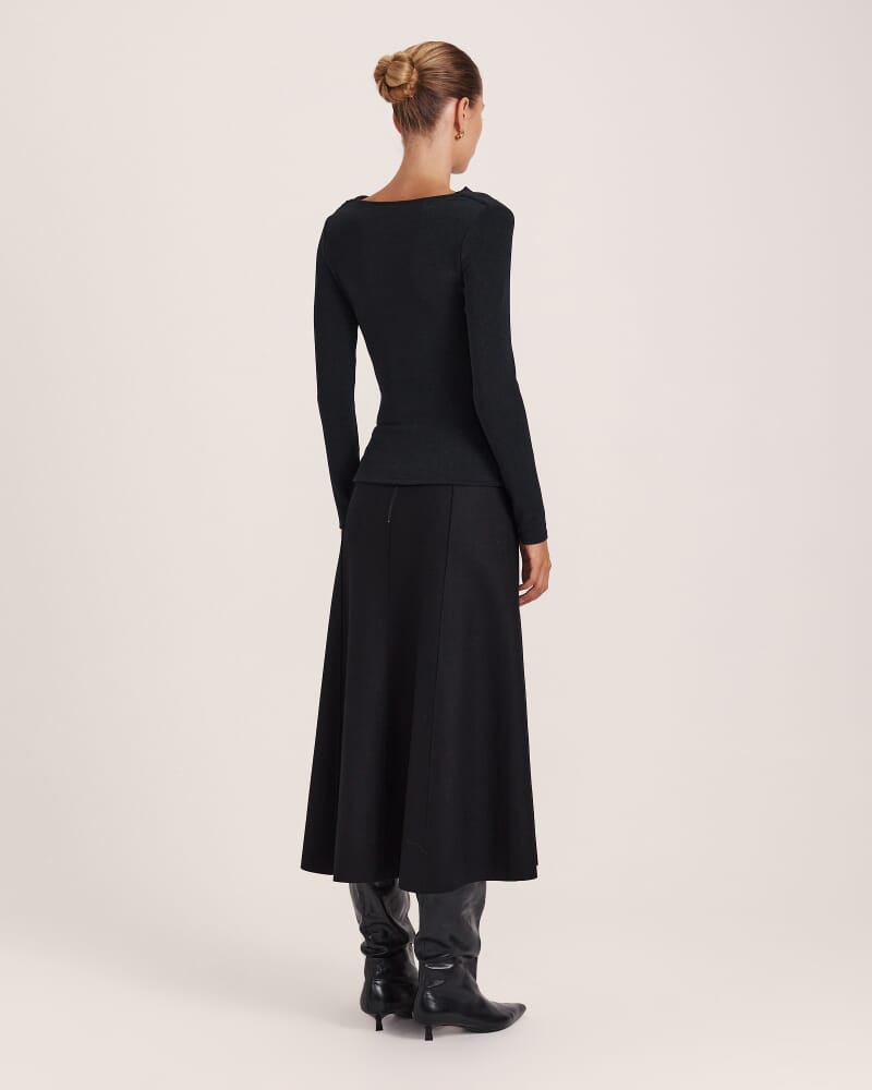 Birdie Sparkle Long Sleeve Top in BLACK