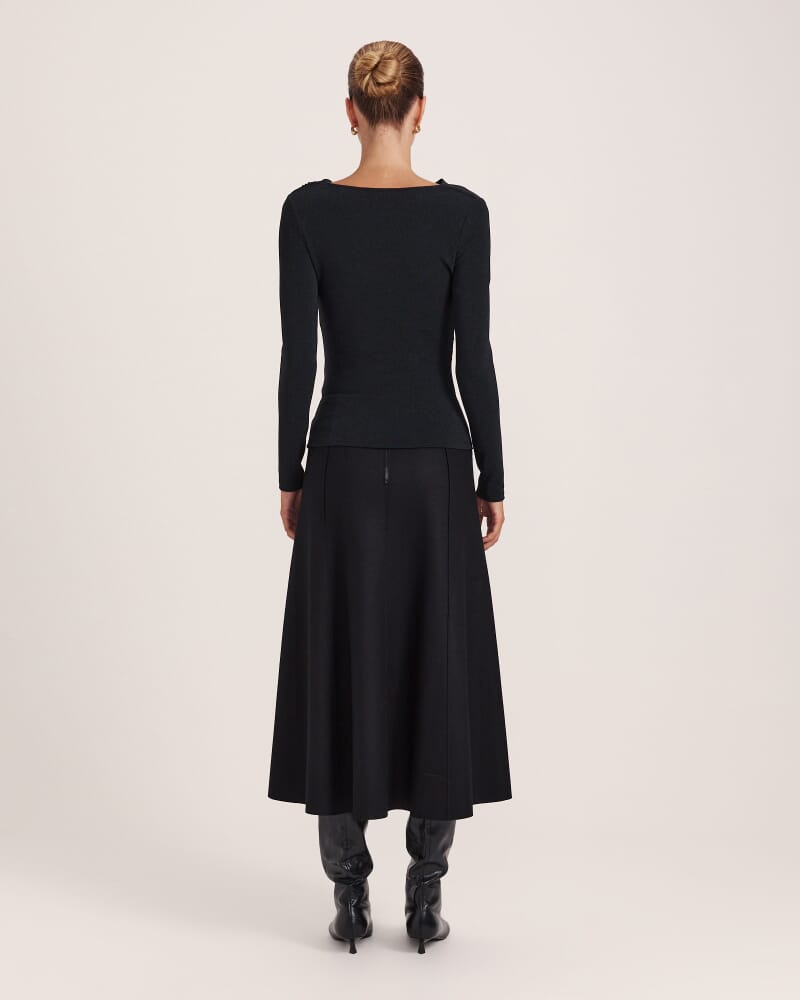 Birdie Sparkle Long Sleeve Top in BLACK