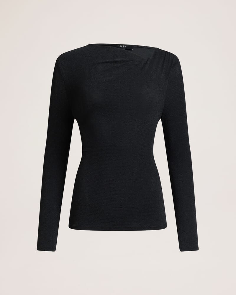 Birdie Sparkle Long Sleeve Top in BLACK