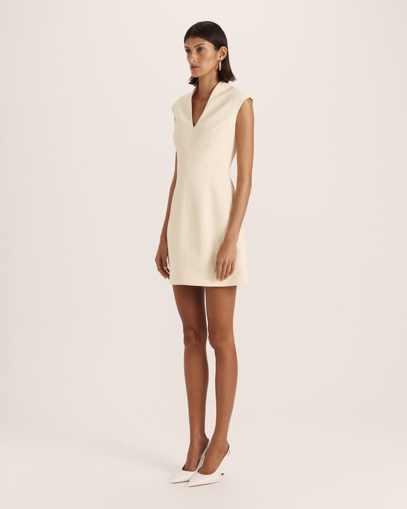 Dharma V Neck Mini Dress in BUTTER