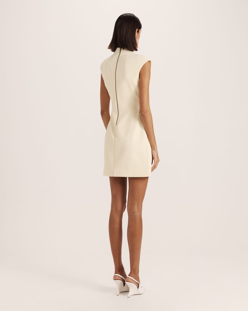 Dharma V Neck Mini Dress in BUTTER