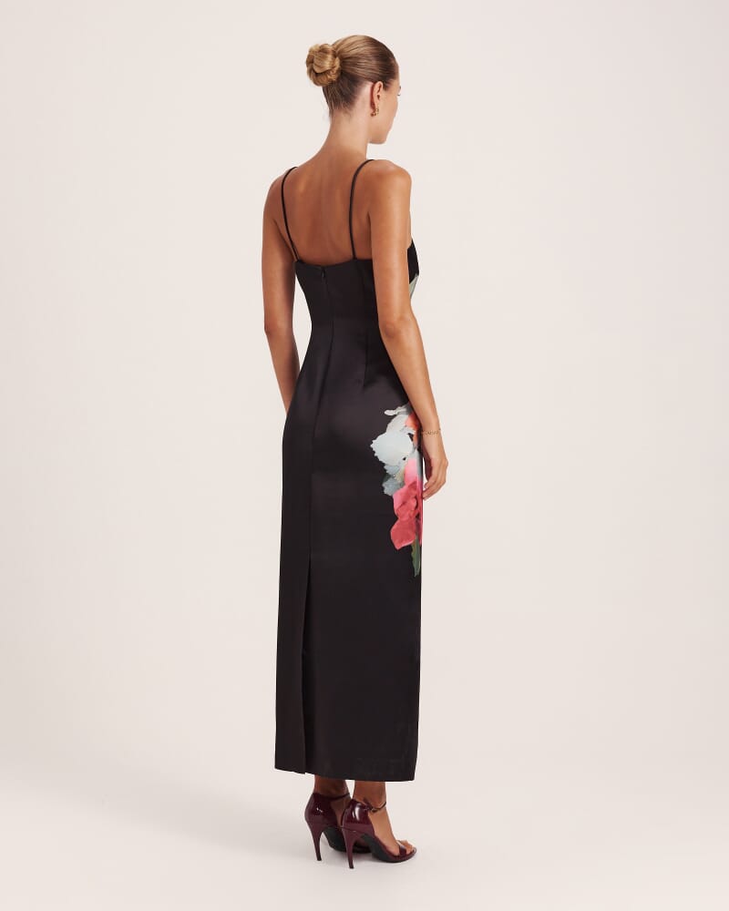 Corsage Midi Dress in BLACK MULTI