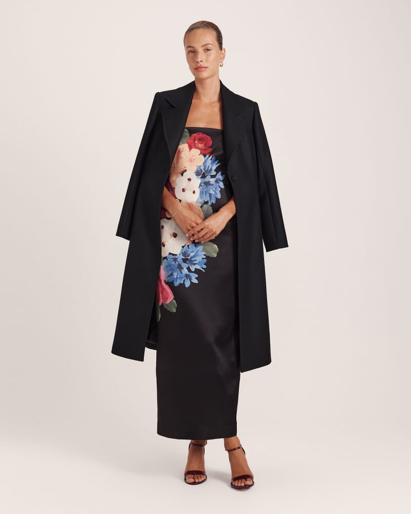 Corsage Midi Dress in BLACK MULTI