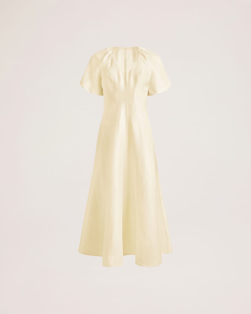 Neve Linen Blend Panel Midi Dress in LIMONCELLO