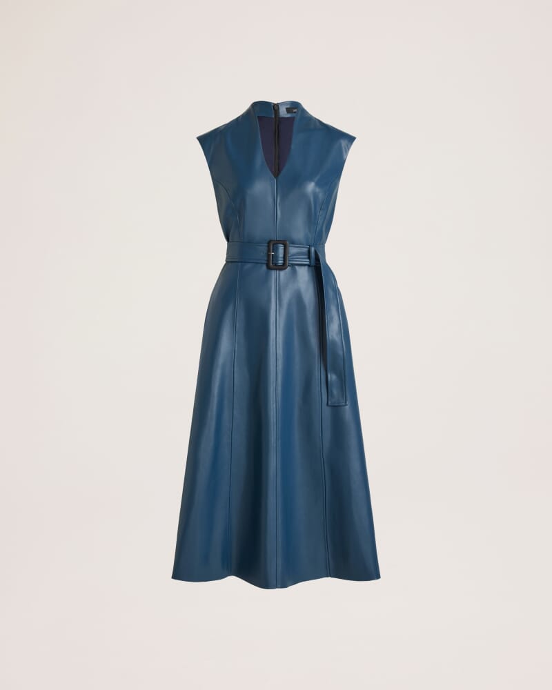 Viv Faux Leather Midi Dress in PEACOCK