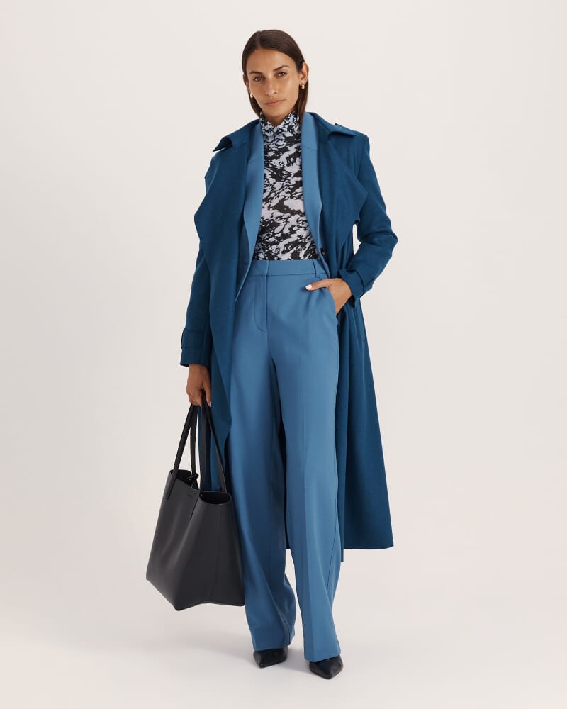 Truffle Wool Long Sleeve Top in BLUE/BLACK