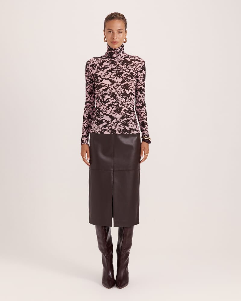 Truffle Wool Long Sleeve Top in PINK/BROWN