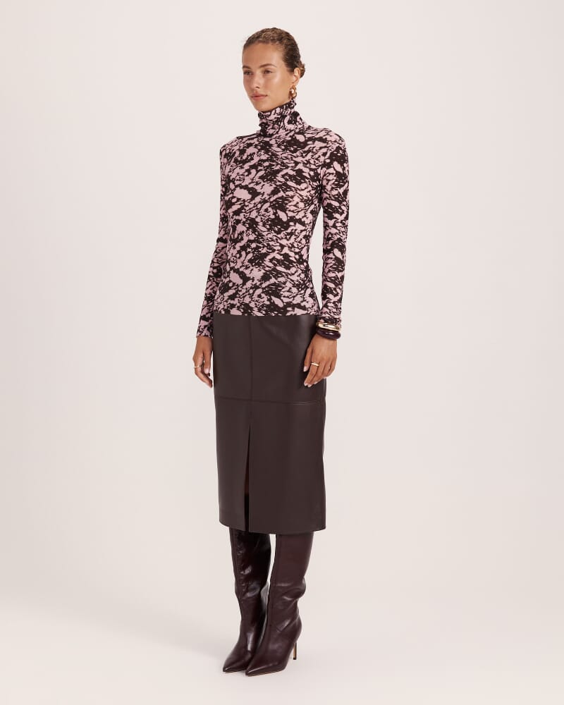 Truffle Wool Long Sleeve Top in PINK/BROWN
