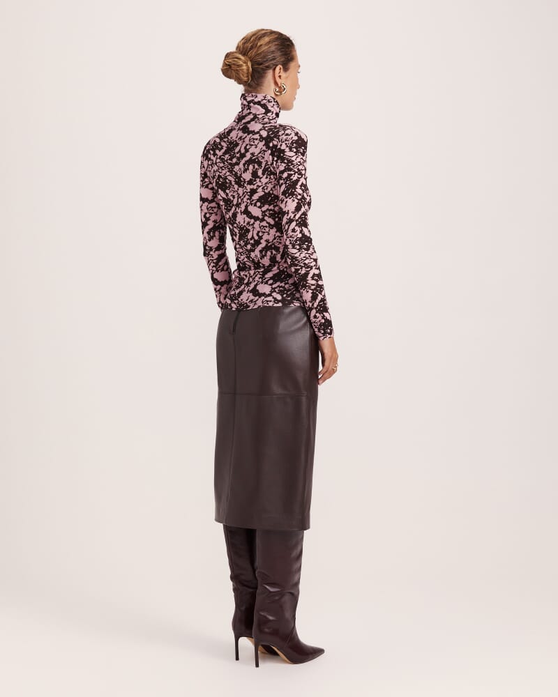 Truffle Wool Long Sleeve Top in PINK/BROWN