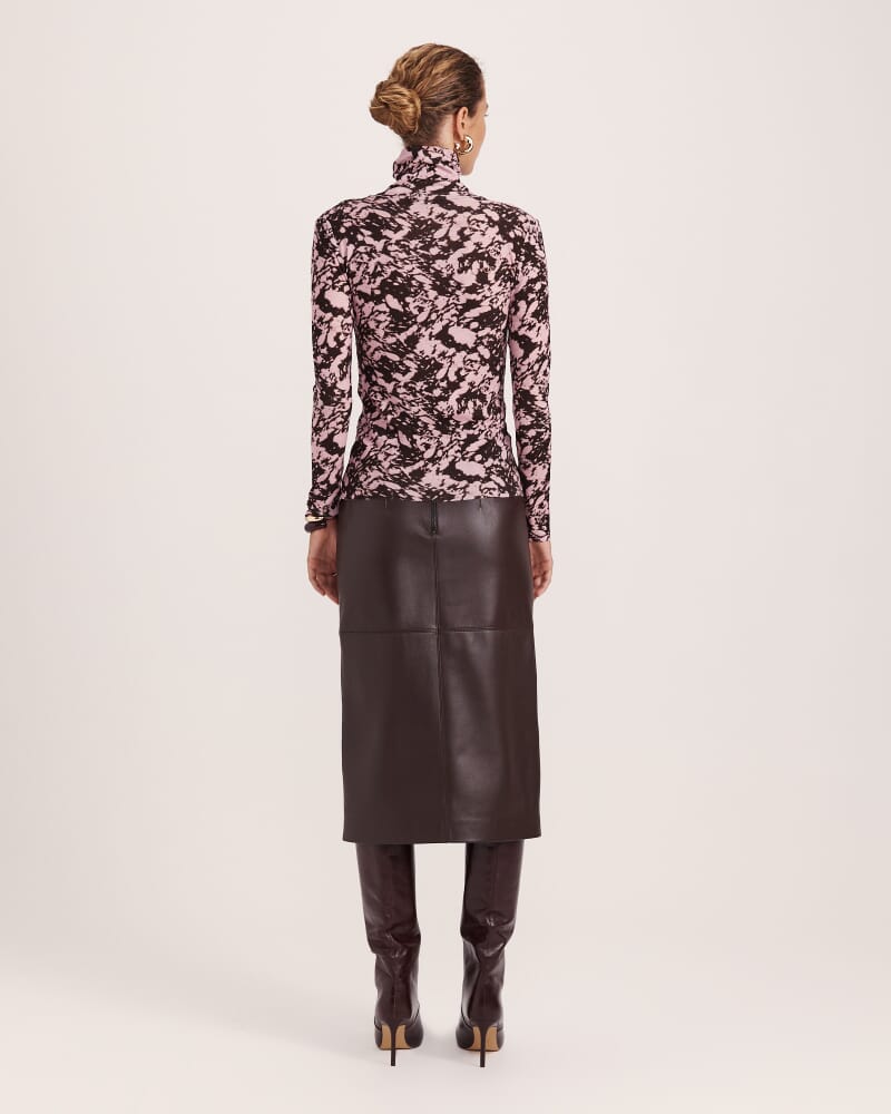 Truffle Wool Long Sleeve Top in PINK/BROWN