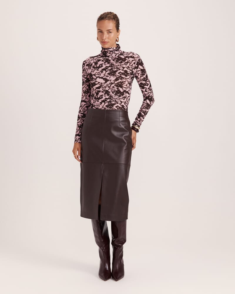 Truffle Wool Long Sleeve Top in PINK/BROWN