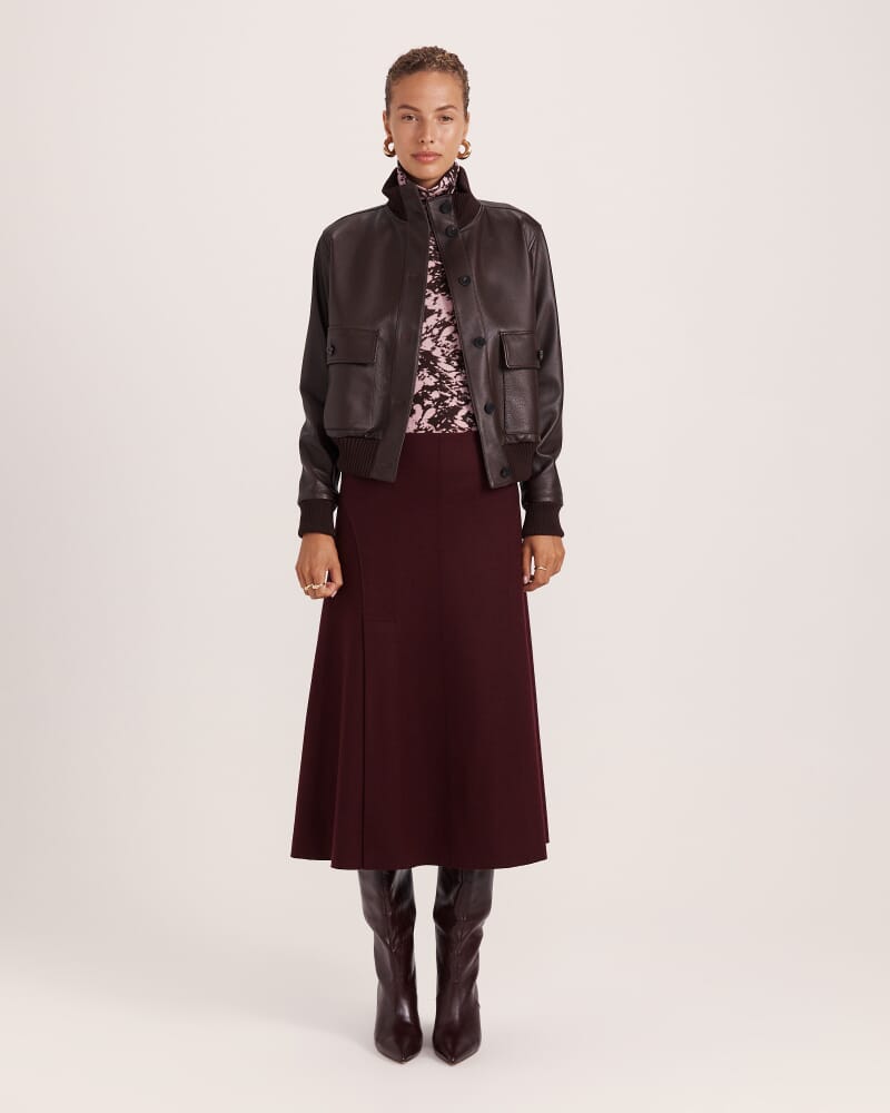 Truffle Wool Long Sleeve Top in PINK/BROWN