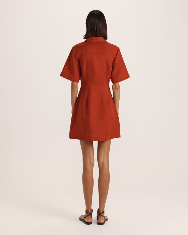 Remy Button Front Mini Dress in SCARLET