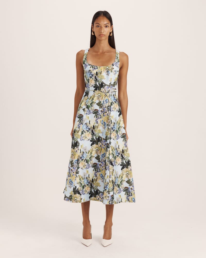 Grove Linen Blend Midi Dress in MULTI