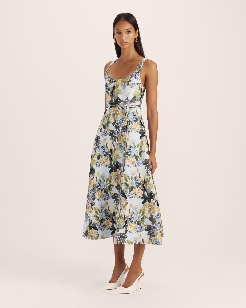 Grove Linen Blend Midi Dress in MULTI