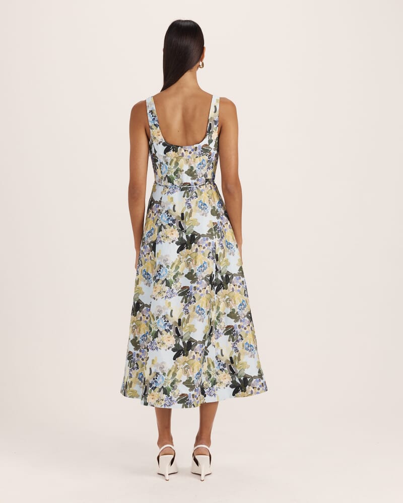 Grove Linen Blend Midi Dress in MULTI