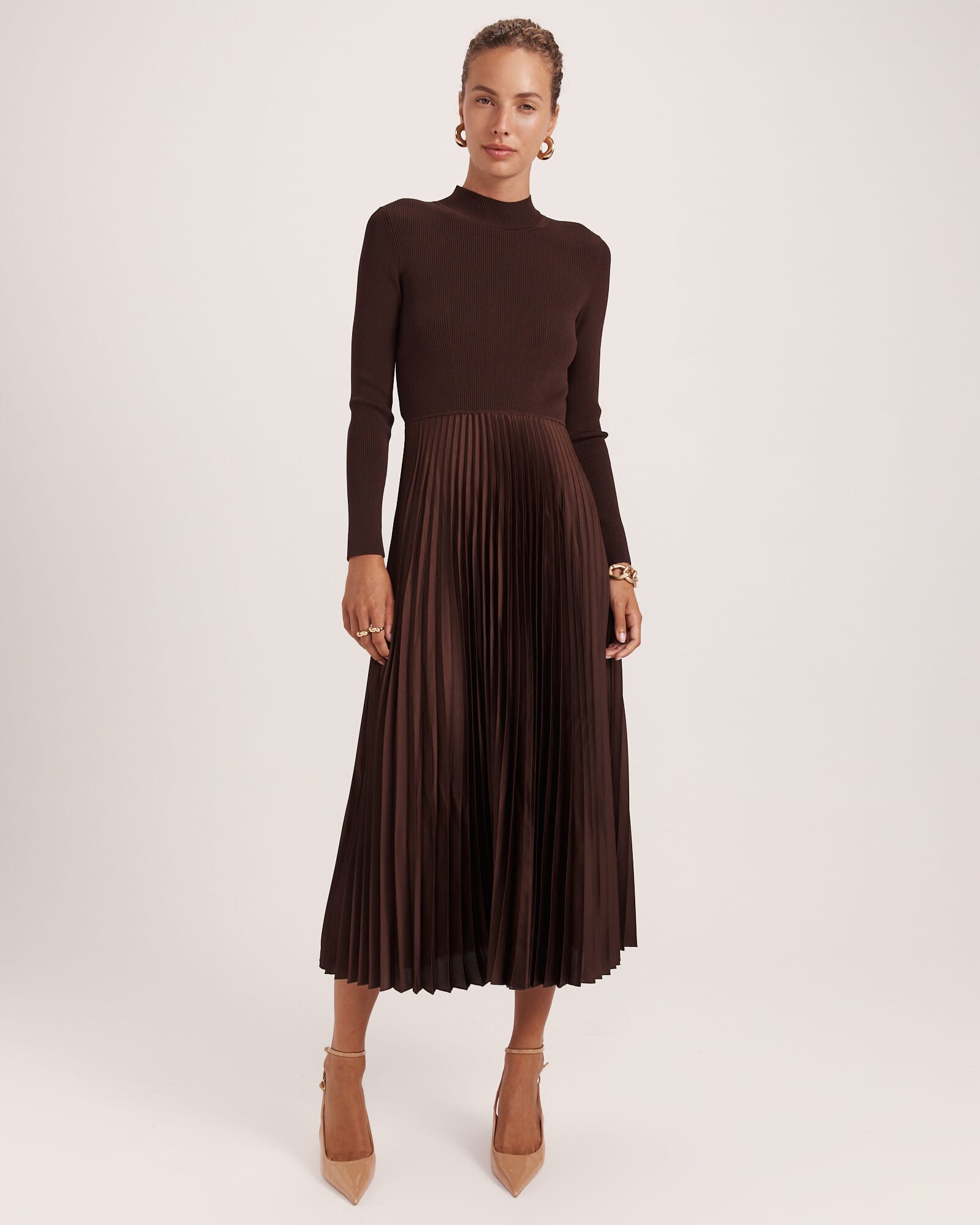 Vicky Long Sleeve Mixed Media Dress