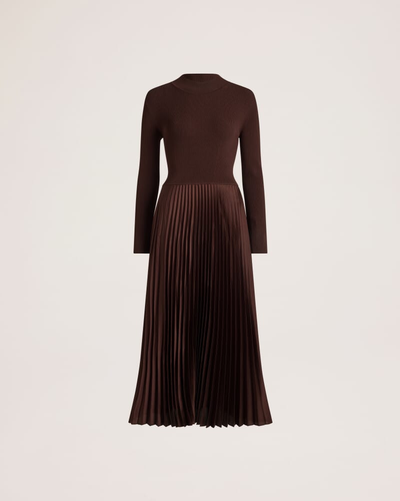 Vicky Long Sleeve Mixed Media Dress in CHOCOLATE