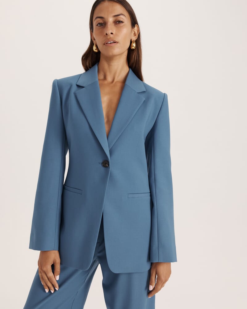 Celeste Wool Contoured Blazer in STEEL BLUE