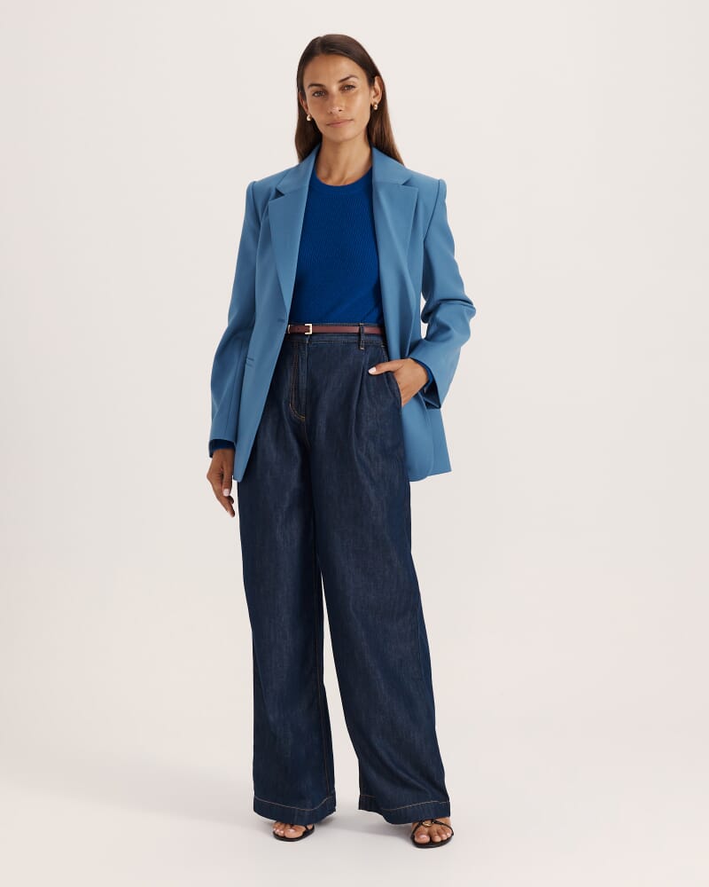 Celeste Wool Contoured Blazer in STEEL BLUE