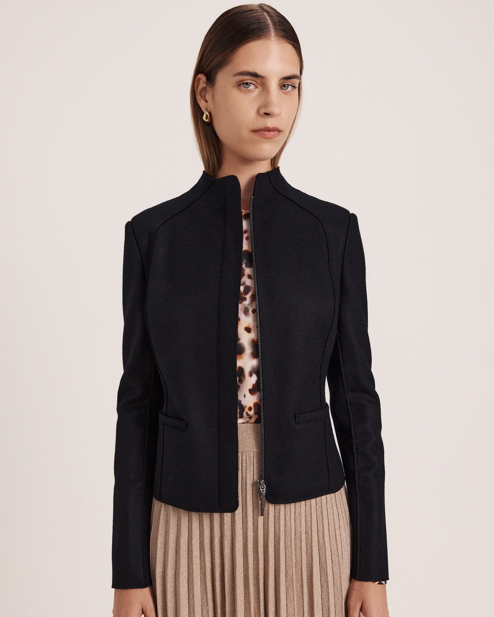 Karla Wool Fitted Biker Jacket