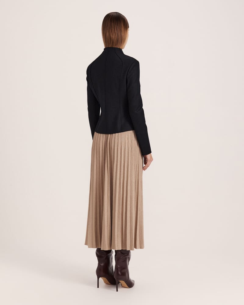 Karla Wool Fitted Biker Jacket in BLACK