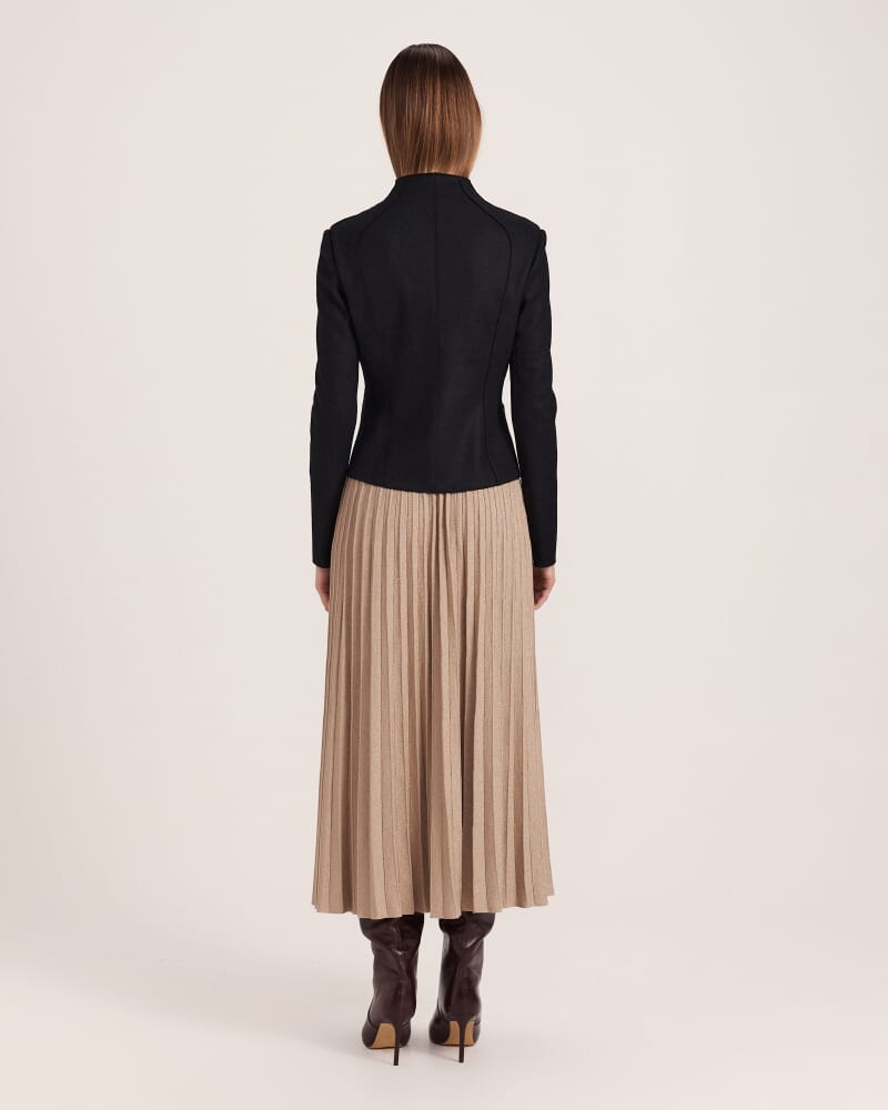 Karla Wool Fitted Biker Jacket in BLACK