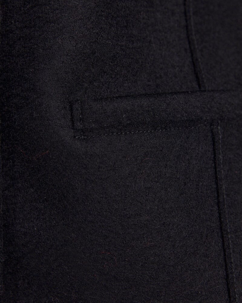 Karla Wool Fitted Biker Jacket in BLACK