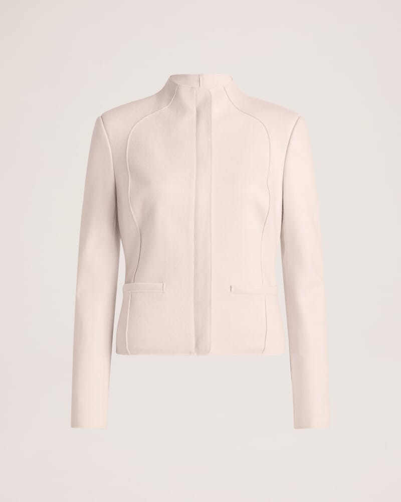 Karla Wool Fitted Biker Jacket in SOFT STONE