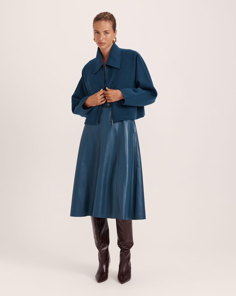 Kayla Wool Bomber Jacket in PEACOCK