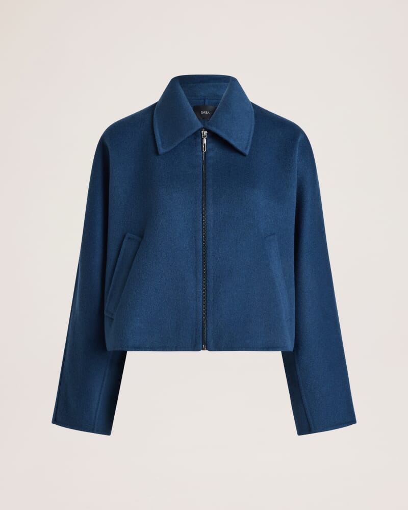 Kayla Wool Bomber Jacket in PEACOCK