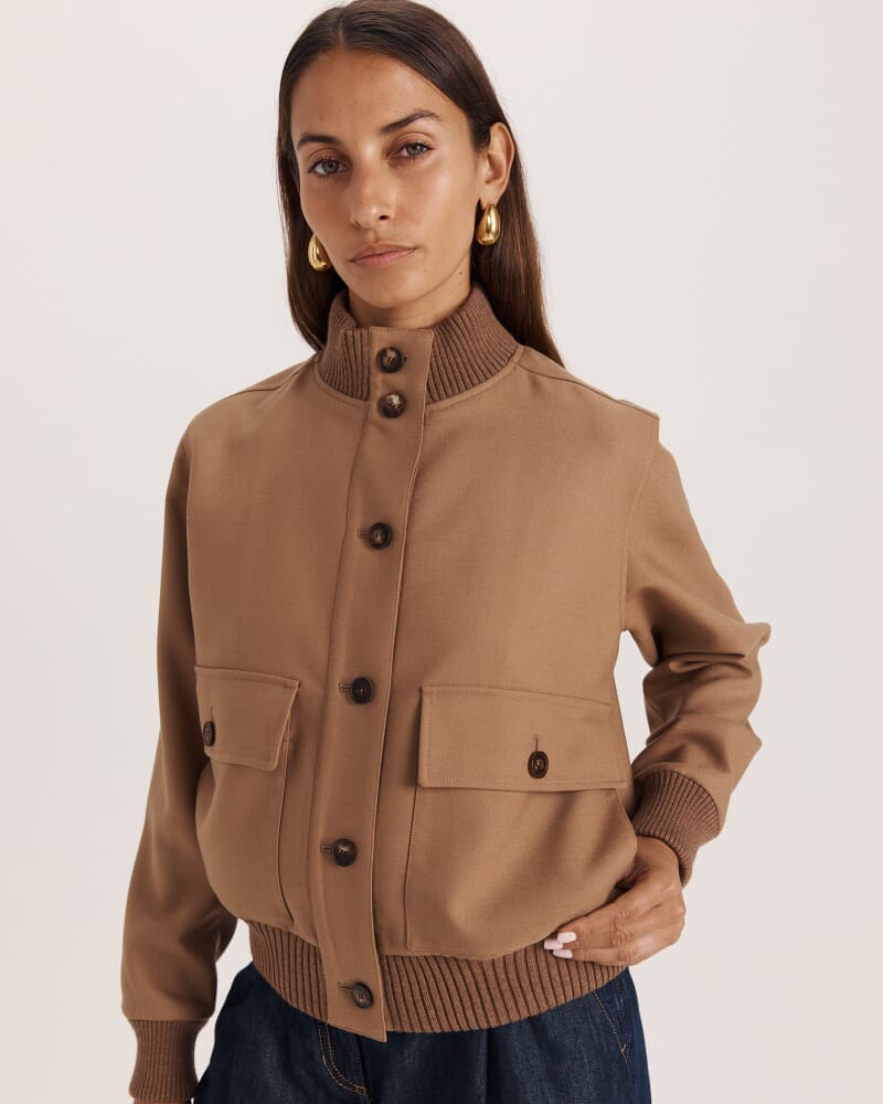 Fae Wool Bomber in TAN
