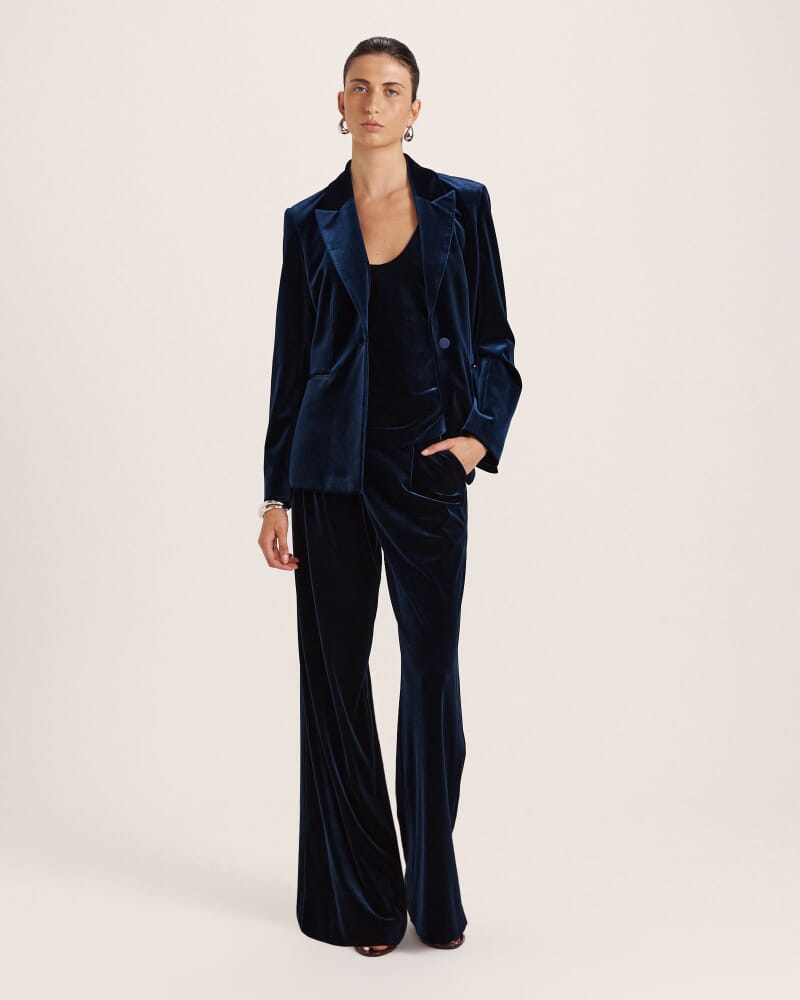 Lea Velvet Blazer in ROYAL BLUE
