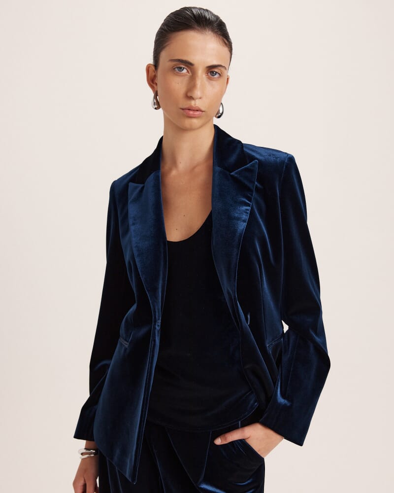 Lea Velvet Blazer in ROYAL BLUE