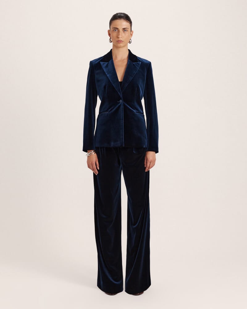 Lea Velvet Blazer in ROYAL BLUE