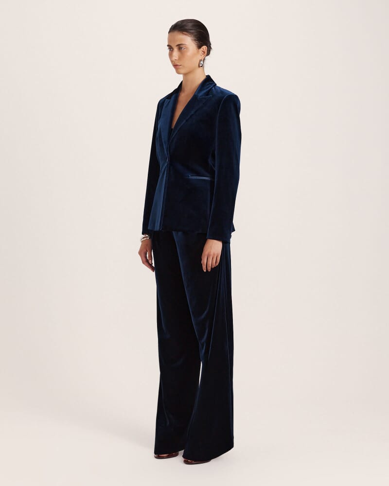 Lea Velvet Blazer in ROYAL BLUE