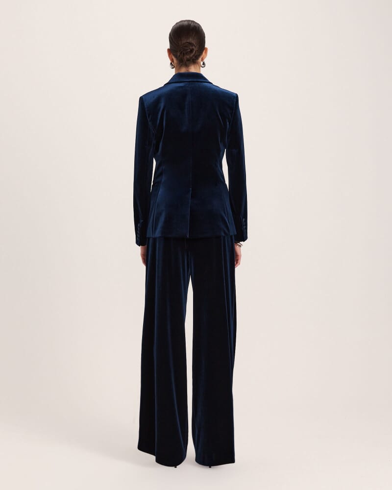 Lea Velvet Blazer in ROYAL BLUE
