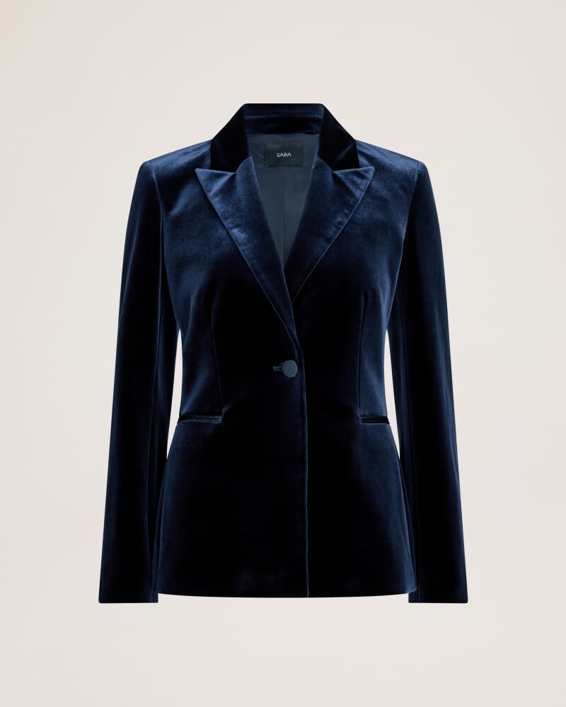 Lea Velvet Blazer in ROYAL BLUE