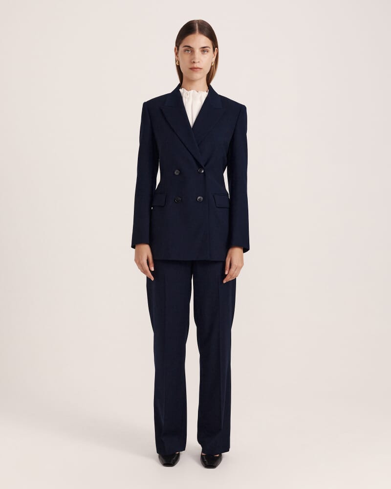 Celeste Wool Double Breasted Blazer in FRENCH NAVY