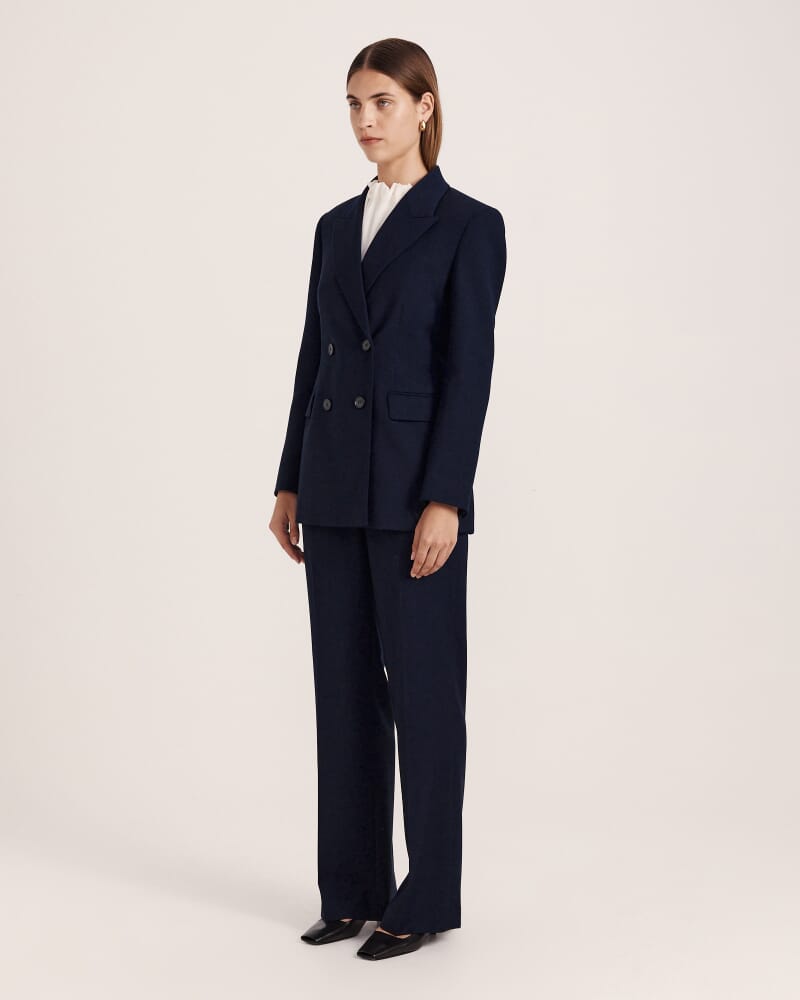 Celeste Wool Double Breasted Blazer in FRENCH NAVY
