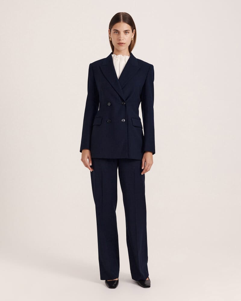 Celeste Wool Double Breasted Blazer in FRENCH NAVY