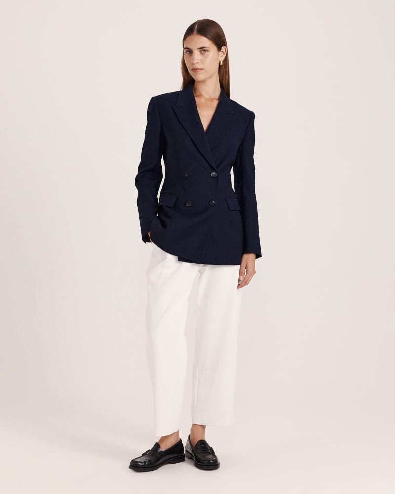 Celeste Wool Double Breasted Blazer in FRENCH NAVY